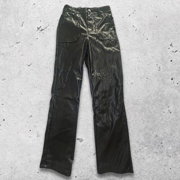 Kendall + Kylie Pants Faux Leather Material Sleek Slim Fit Front Pockets Black S - Picture 1 of 10